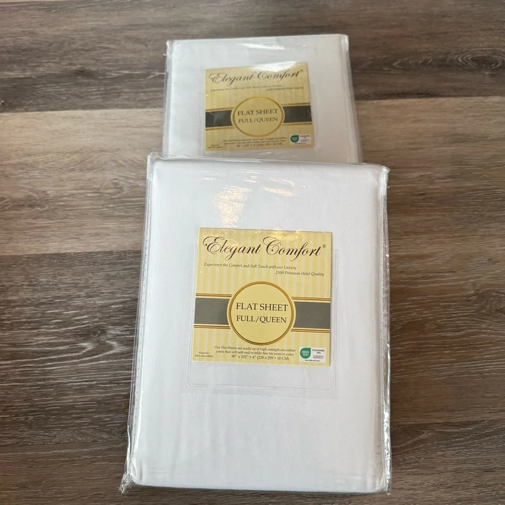 2 Elegant Comfort Wrinkle-Free 1500 Thread Count Egyptian Quality  1-Piece Flats
